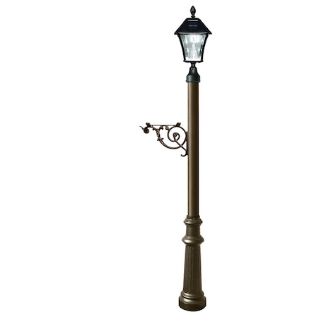 Qualarc Post System Only w/Bayview Solar Lamp, support bracket, fluted base LPST-800-SL-BZ